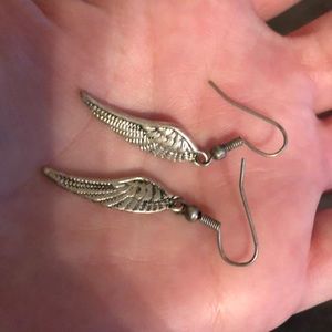 Silver wing earrings